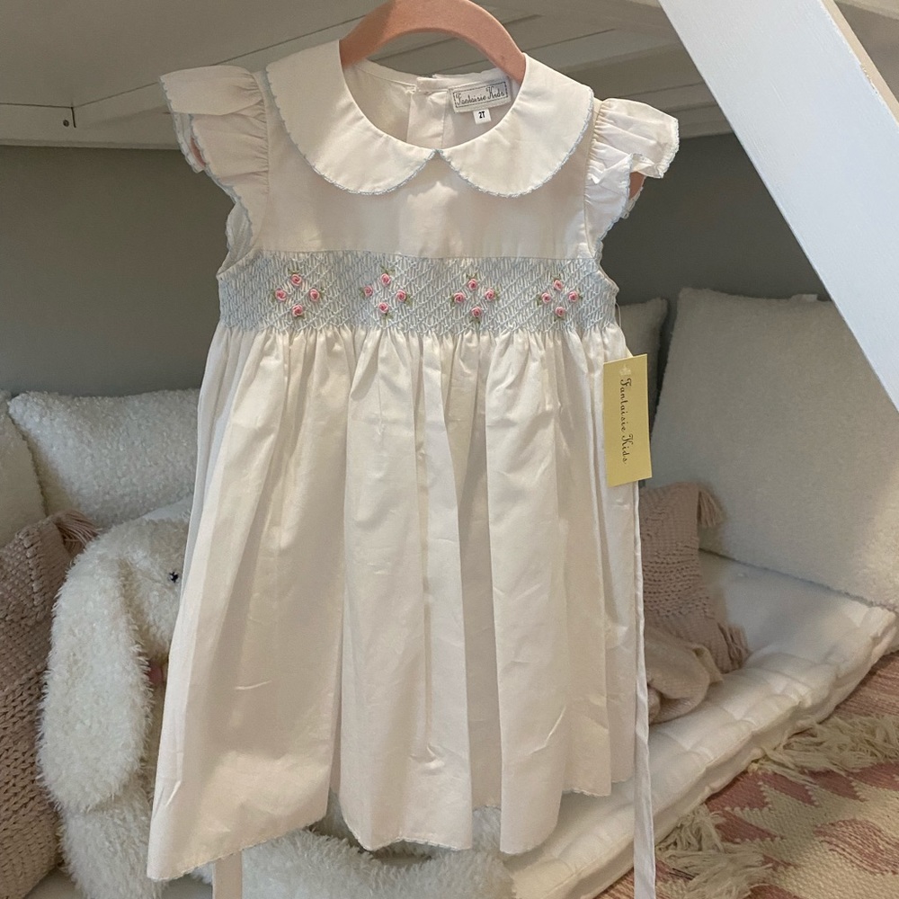 Smocked white dress 3T